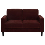 Ruth Fabric Upholstered Track Arm Loveseat Rust Red - 511212