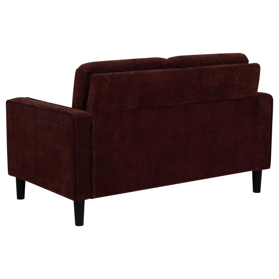 Ruth Fabric Upholstered Track Arm Loveseat Rust Red - 511212