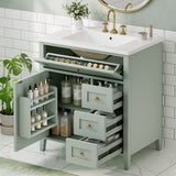 Bathroom Vanity With Sink, 3 Drawers And Adjustable Shelf