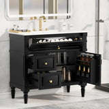 Freestanding Bathroom Vanity With Sink, Adjustable Shelf, Flip Drawer