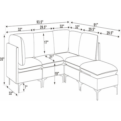 Upholstered Modular Sectional & Tall Legs