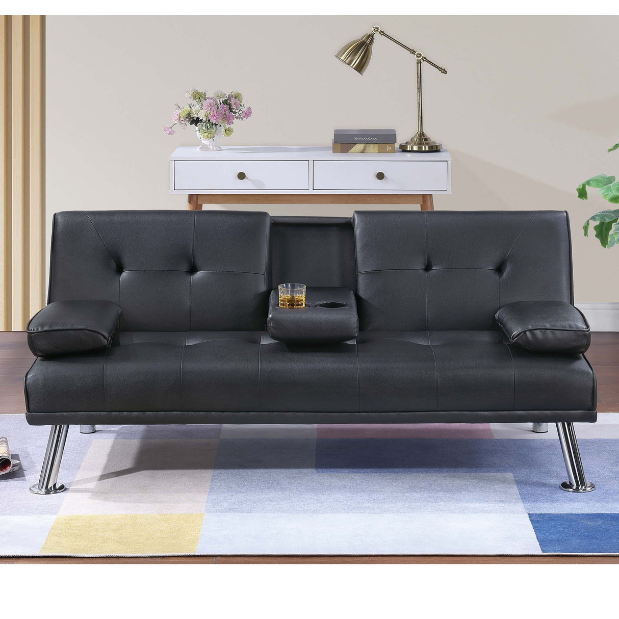 Adjustable Sofa With Fold Down Table And Cup Holders