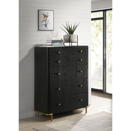 Anser - 5 Drawer Chest, Bedroom Storage Furniture - Black
