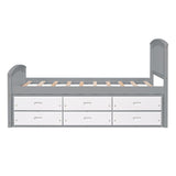 Platform Storage Bed Solid Wood Bed With 6 Drawers