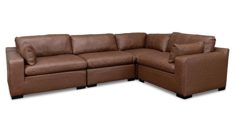 City Limits II 4-Piece Brown Leather Sectional - ARCDSCL+RACDSCL+LACDSCL+WEDSCL