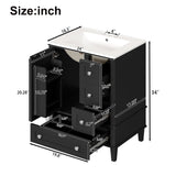 Bathroom Vanity With Integrated Basin, Soft Close Drawers, Door Mounted Double Layer Shelf