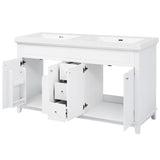 Bathroom Vanity With Double Sinks, 3 Drawers & 4 Doors - White