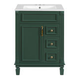 Bathroom Vanity With Sink, Compact Cabinet & 2 Drawers And Adjustable Shelf