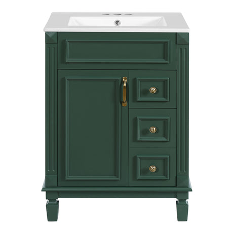 Bathroom Vanity With Sink, Compact Cabinet & 2 Drawers And Adjustable Shelf