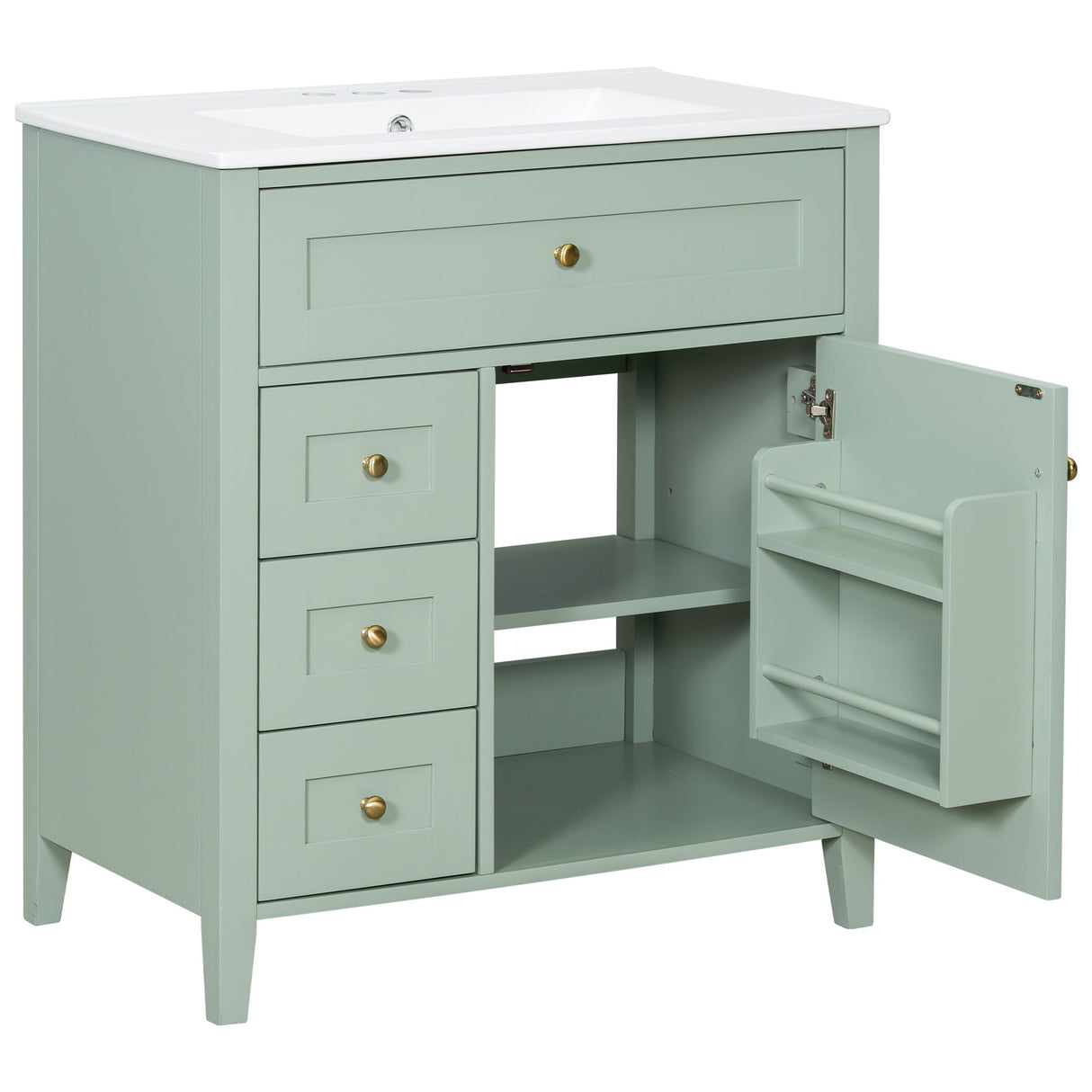 Bathroom Vanity With Sink, 3 Drawers And Adjustable Shelf, Freestanding Storage Unit