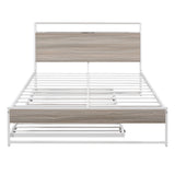 Platform Bed Frame With Trundle, USB Ports And Slat Support, No Box Spring Needed