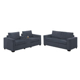 Elegant Simple Sofa Set With Console Cup Holder And Loveseat