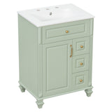 Freestanding Bathroom Vanity With Sink, 3 Drawers & Flip-Out Drawer