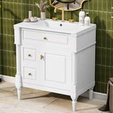 Modern Bathroom Vanity With Sink, Freestanding Cabinet With Flip Drawer & Adjustable Shelf