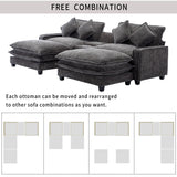 Modern Sectional Sofa With Removable Ottomans, USB Ports