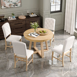 Dining Set With Leaf Round Table And 4 Upholstered Chairs