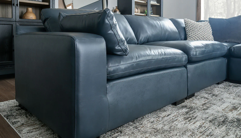 City Limits II 4-Piece Navy Leather Sectional - RACDSCLS+WEDSCLS+ARCDSCLS+LACDSCLS