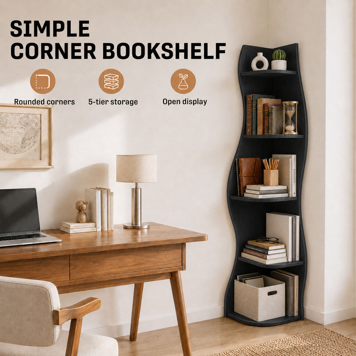 5 Tier S - Shaped Corner Shelf For Living Room