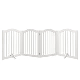 4 Panel Freestanding Pet Gate With Foldable Design And Support Feet - White
