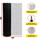 Vinyl Coated Hardware Cloth, 19 Gauge, For Poultry Cages And Home Improvement - Black