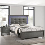 Bed With Square Button Tufting And LED Lights
