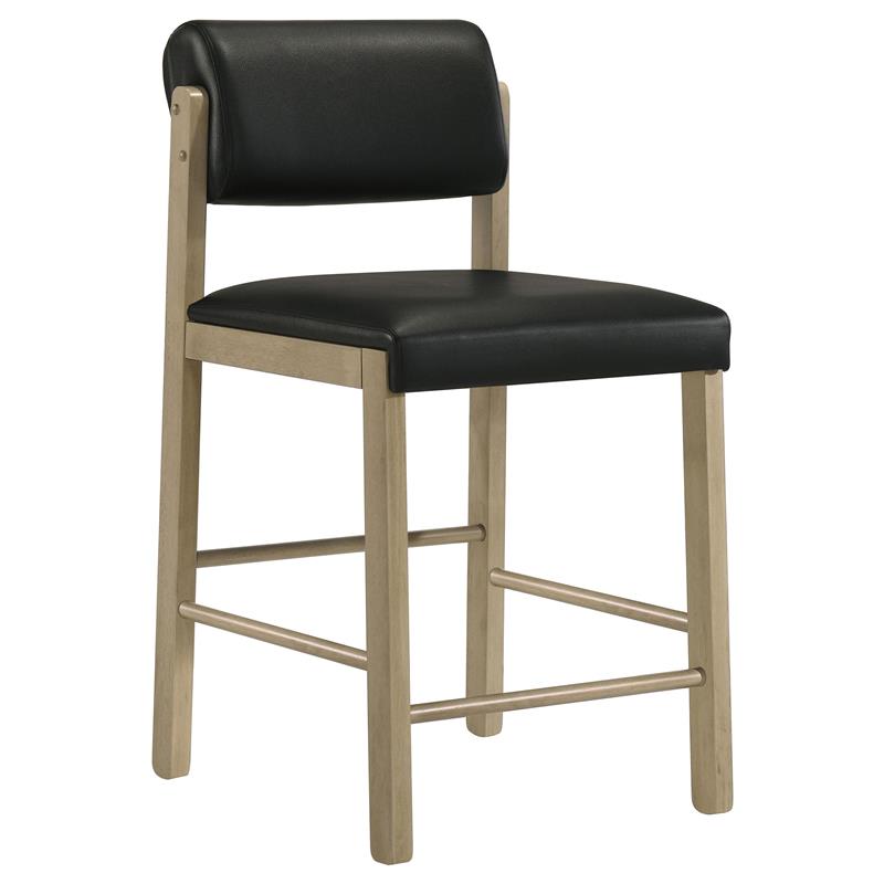 Kehoe Upholstered Counter Height Chair Black and Natural Oak (Set of 2) - 193929NAT