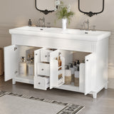 Bathroom Vanity With Double Sinks, 3 Drawers & 4 Doors - White