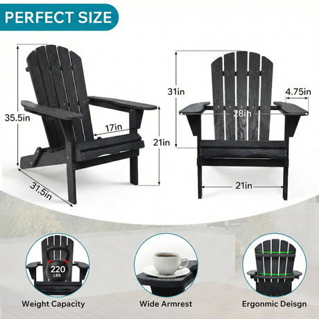 Folding Adirondack Lounge Chair With Embossed Grain Texture