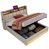 Platform Bed With Hydraulic Storage, LED Lighting & Charging Station