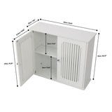 Louvered Double Door Wall Mounted Bathroom Cabinet - White