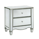 Nightstand With Mirror Panels - Silver