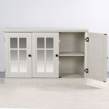Storage Cabinet With 3 Mirrored Acrylic Doors, Adjustable Shelves