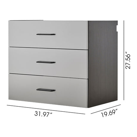 Astro Series - Wall Mounted Base, Drawer Storage Cabinet With Soft Closing Features - Metallic Gray