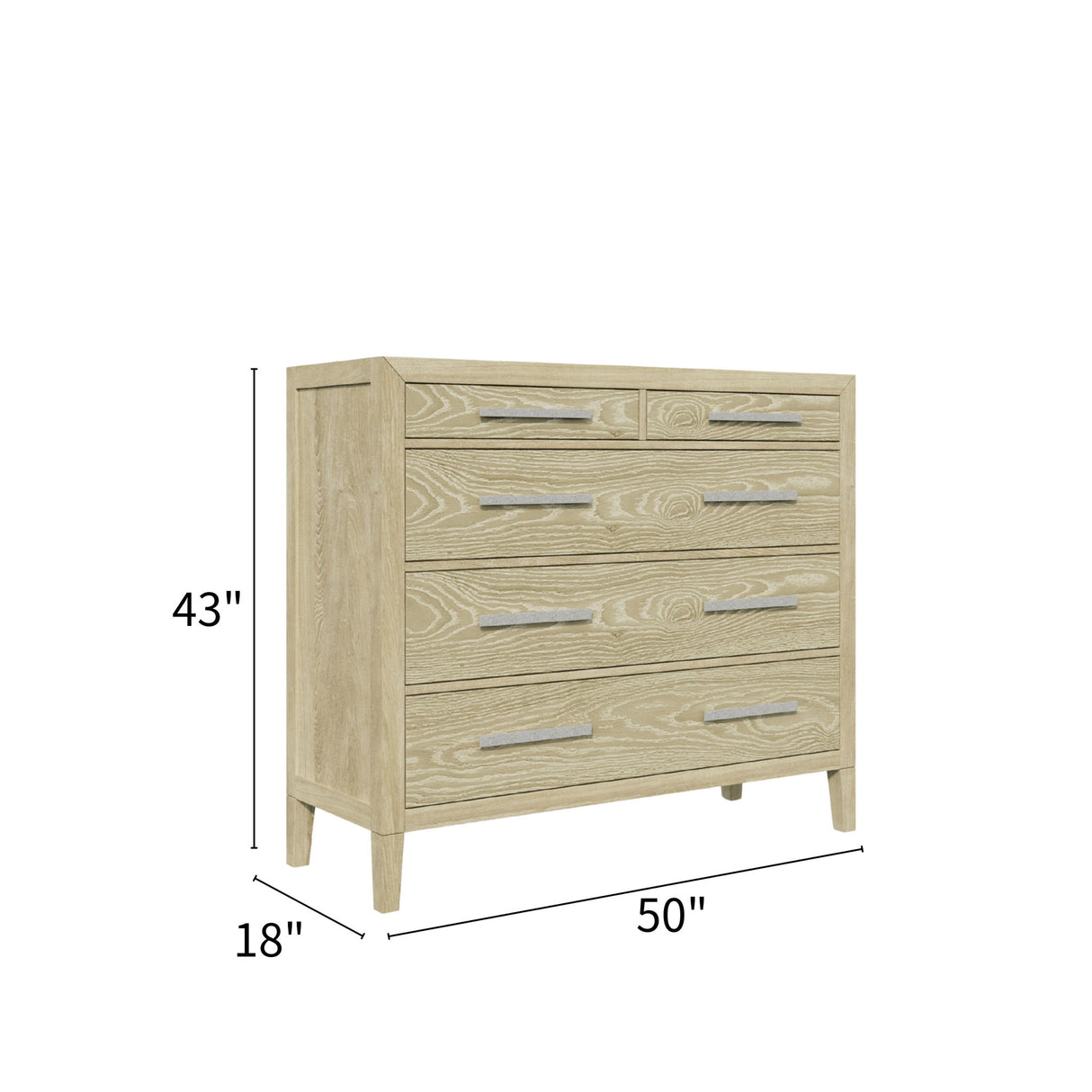 Adeline - 5 Drawers Chest - Natural Wood Wash