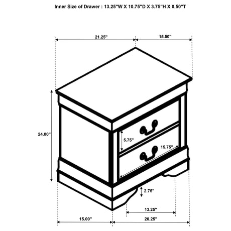 2 Drawer Nightstand - White