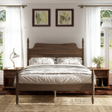 Retro 4 Poster Platform Bed Frame With Curved Tall Headboard