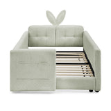 Cute Rabbit Ear Upholstered Platform Bed Frame With Safety Rail