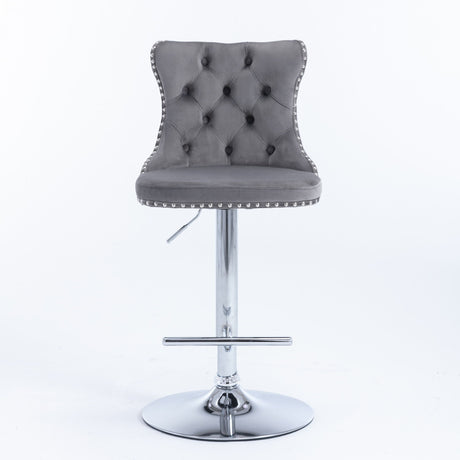 Swivel Barstools Adjusatble Seat Height From 25-33", Modern Upholstered Base Bar Stools With Backs Comfortable Tufted For Home Pub And Kitchen Island (Set of 2)