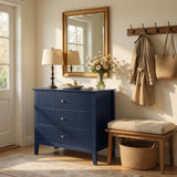 Fluted 3 Drawer Nightstand With Soft Close Slides