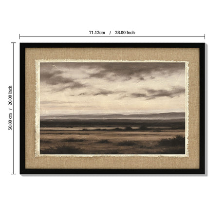 Vintage Landscape Large Framed Wall Art, Nature Wilderness Scenery Paintings Decor Aesthetic - Ember Black / Linen Sesame