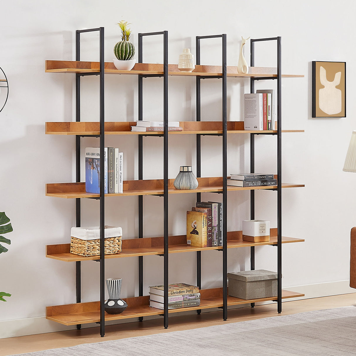 Vintage Industrial 5 Tier Open Bookcase