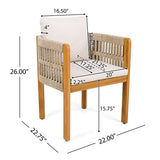 Outdoor Dining Chairs With Mix Rope Handles (Set of 2)