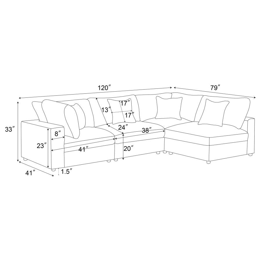 Serene 4-piece Upholstered Modular Sectional Sofa Beige - 551321-SETA