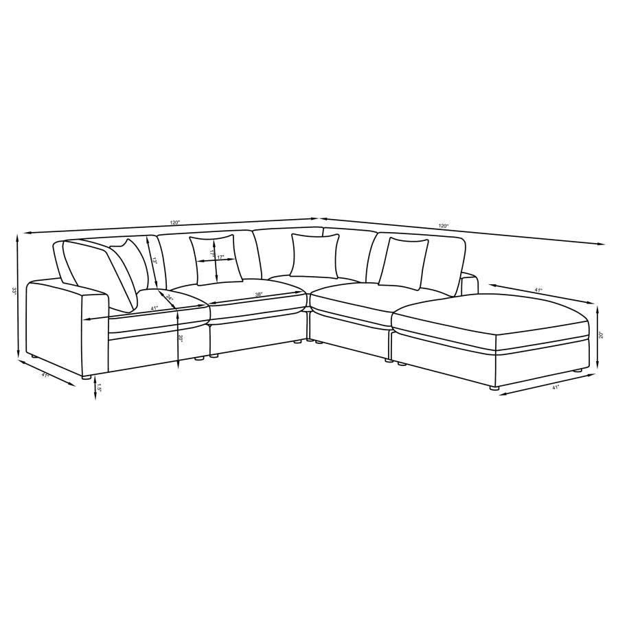 Serene 5-piece Upholstered Modular Sectional Sofa Beige - 551321-SETC
