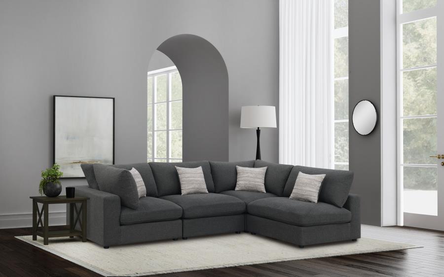 Serene 4-piece Upholstered Modular Sectional Sofa Charcoal - 551324-SETA