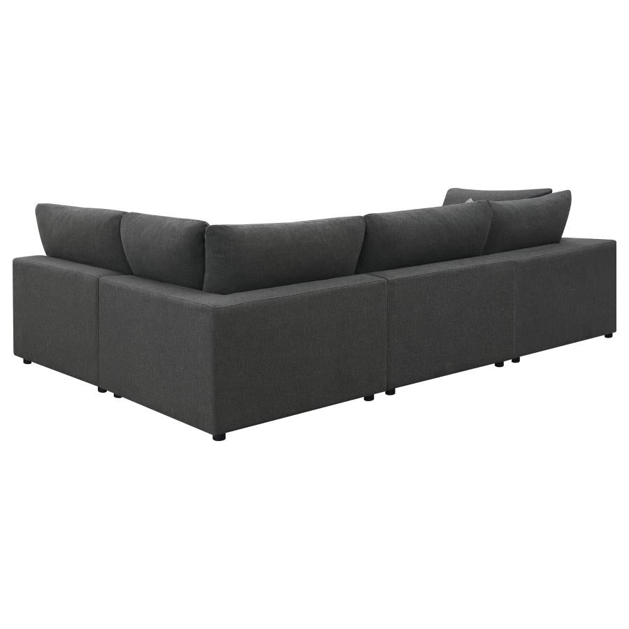 Serene 4-piece Upholstered Modular Sectional Sofa Charcoal - 551324-SETA