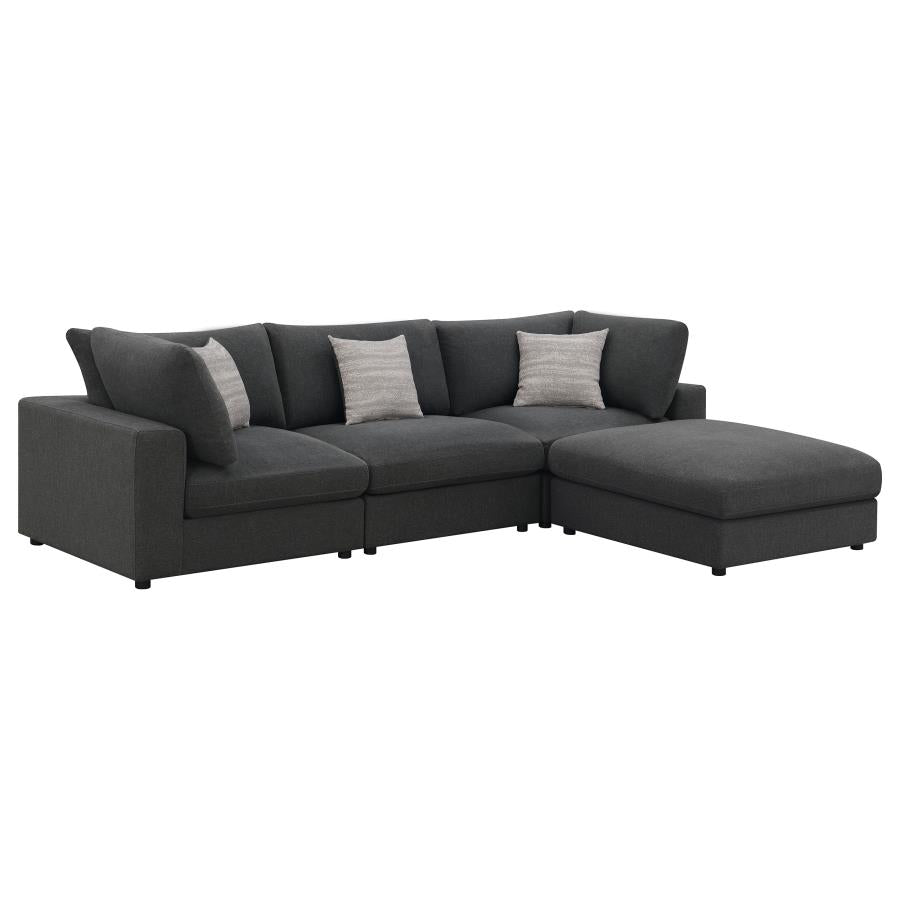 Serene 4-piece Upholstered Modular Sectional Sofa Charcoal - 551324-SETB