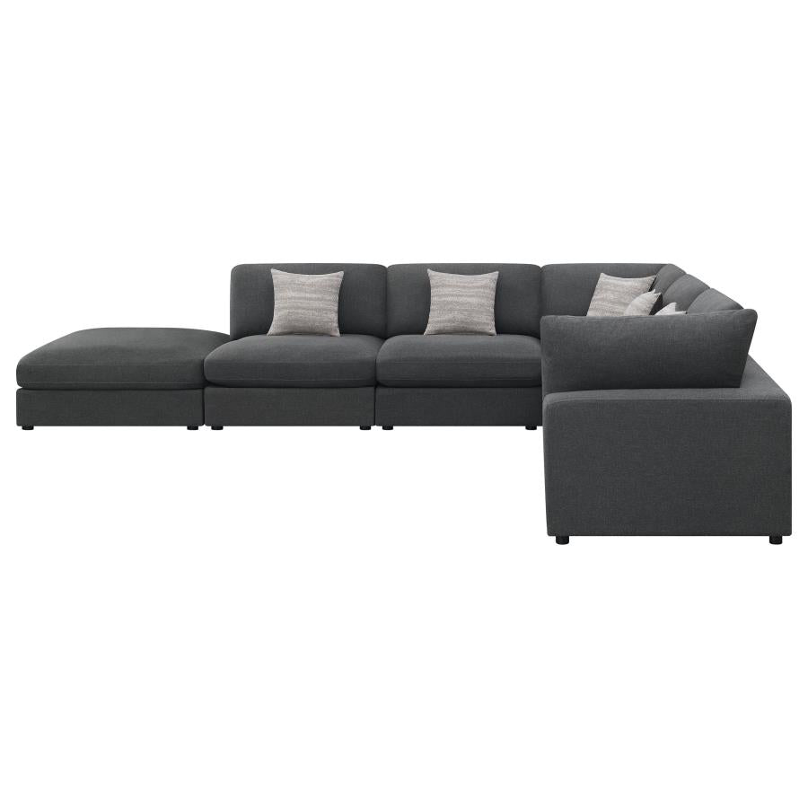 Serene 6-piece Upholstered Modular Sectional Sofa Charcoal - 551324-SET