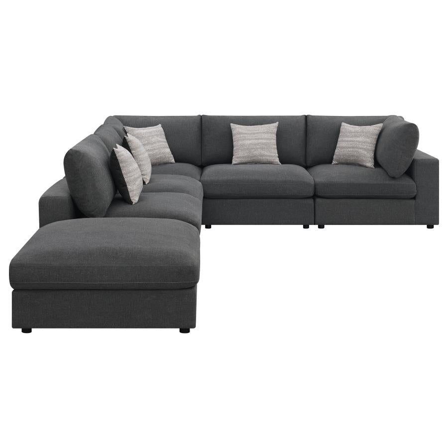 Serene 6-piece Upholstered Modular Sectional Sofa Charcoal - 551324-SET