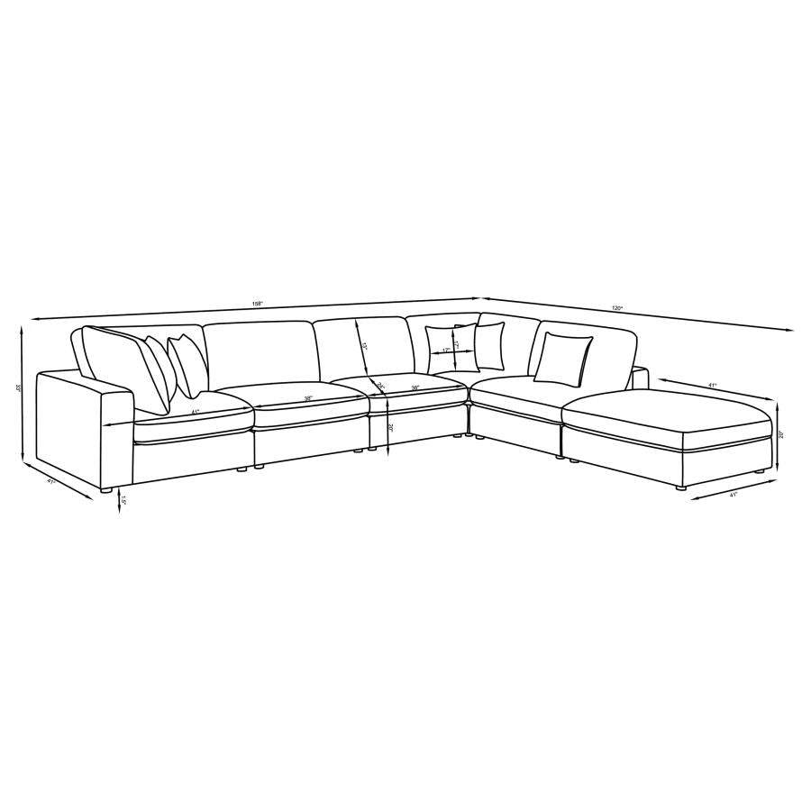 Serene 6-piece Upholstered Modular Sectional Sofa Charcoal - 551324-SET